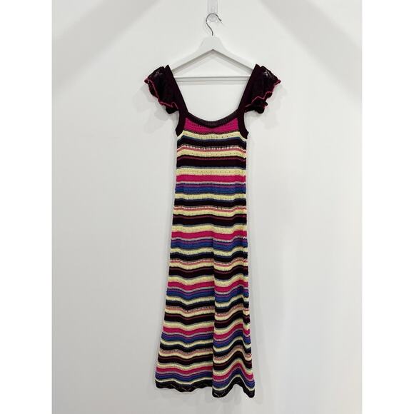 Zara Long Multicolored Crochet Dress - Picture 9 of 9